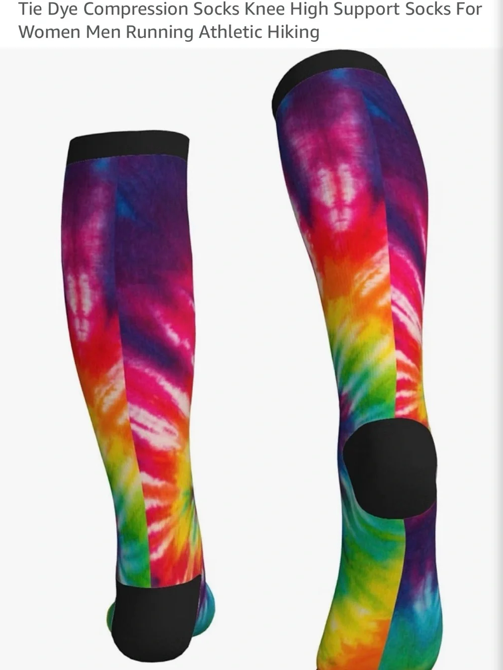 Knee-High Rainbow Tie-Dye Compression Socks - Multicolor